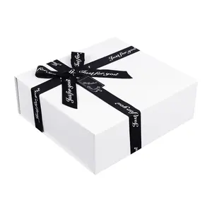 JYX White Magnetic Cross-Ribbon Gift Box Size XS 7.5"x 8.2"x3.5" - Reusable Luxury Packaging for Gifts, Weddings & Special Occasions