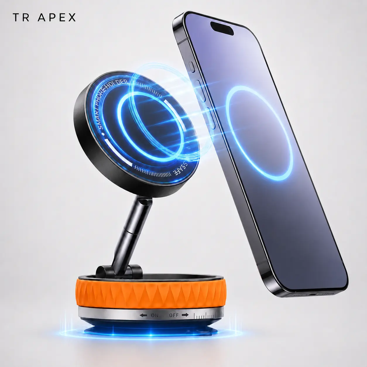 TR APEX MagSafe-Compatible Foldable Vacuum Magnetic Car Phone Mount, Strong Suction Base, 360° Adjustable Dashboard Stand, Car Interior Accessory for iPhone 17/16/15/14/13 Series