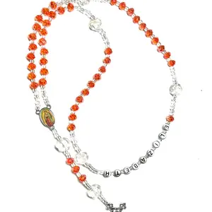 Orange crystal rose name rosary