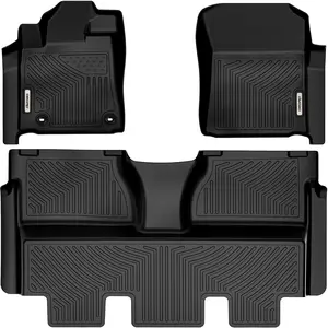 YITAMOTOR Floor Mats Compatible with Toyota Tundra CrewMax Cab 2014-2021, Custom Fit Front & 2nd Row Liner Set (with Coverage Under 2nd Row Seat)