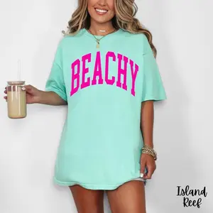 Comfort Colors Neon Beachy T-Shirt, Neon Summer Tee, Beach Shirt, Sunkissed Shirt, Trendy Oversized Graphic Tee