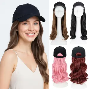 Baseball Hat Wig for Women Wig Cap with 16in Curly Hair Extensions Hat with Hair Wave Adjustable Baseball Cap Wigs
