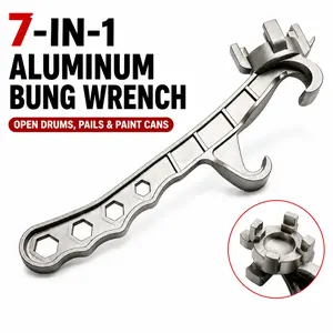 7-in-1 Aluminum Bung Wrench - Heavy Duty Drum & Bucket Opener for 5–55 Gallon Barrels, Non-Sparking Multi-Size Cap Removal Tool