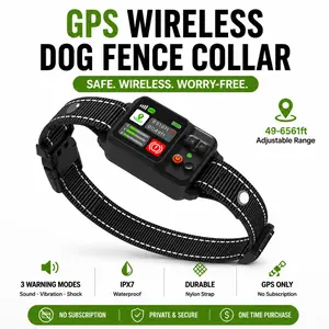 GPS Wireless Dog Fence System, Electric Dog Fence with GPS Technology, Ipx7 Waterproof, Rechargeable, Beep Vibration Shock Correction, Training, Training Aid