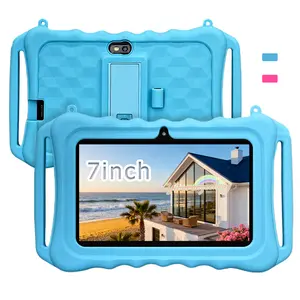 7 Inch Educational Android Tablet, Dual Camera, HD Screen,iwawa Interactive Learning, Parental Control, Shockproof Silicone Case, Holiday Gift，No Adapter Included, Available in Blue/Pink