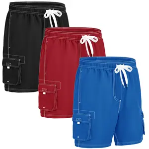3 PACK Gopune Men's Board Shorts Quick Dry Sportwear with Mesh Lining