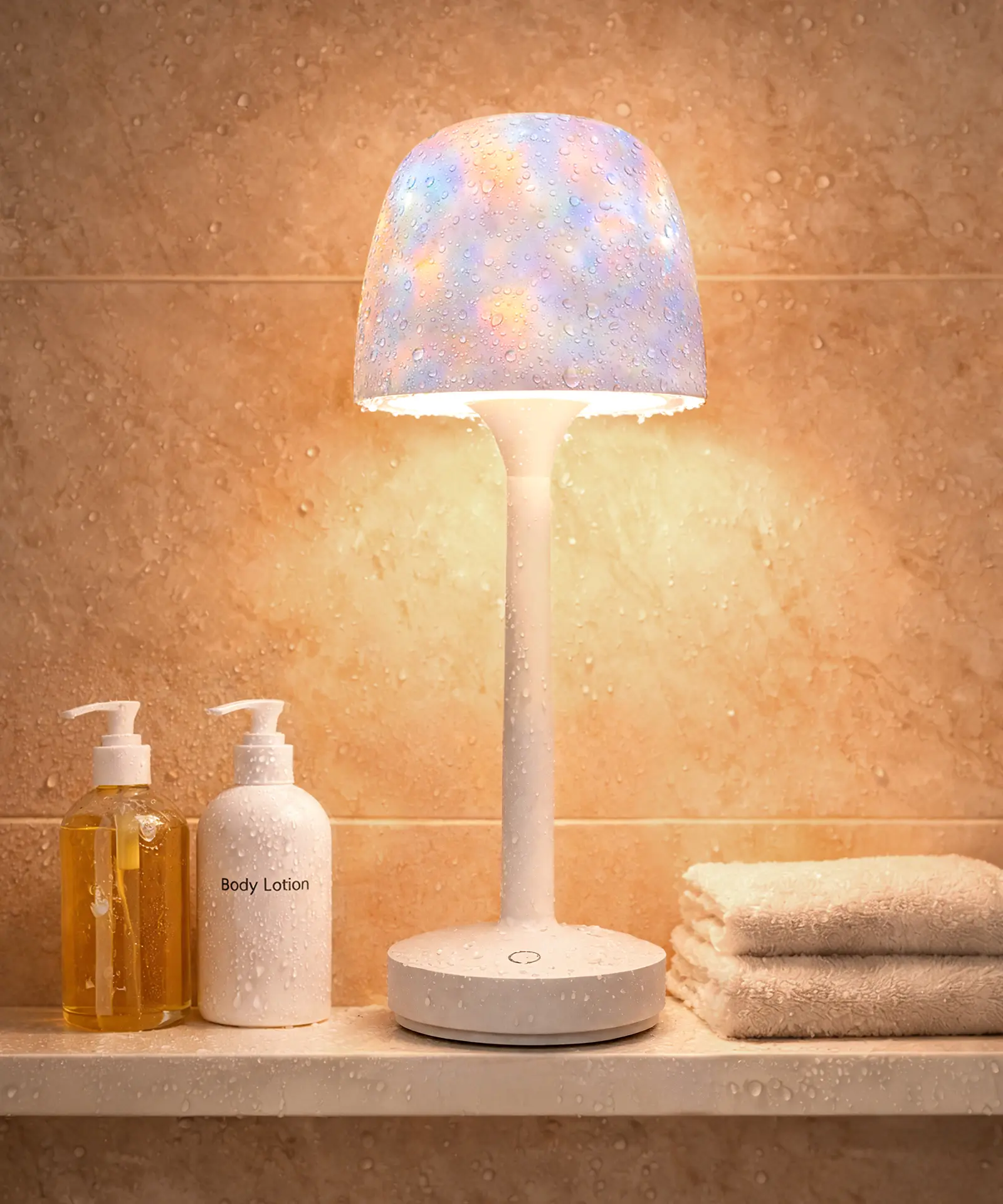 Rechargeable Waterproof Shower Light Set with 16 Colors Ocean Wave Projector, Remote & Touch Control, 3 White Light Modes, USB-C LED Night Light for Bathroom Bedroom Spa, Perfect Gift
