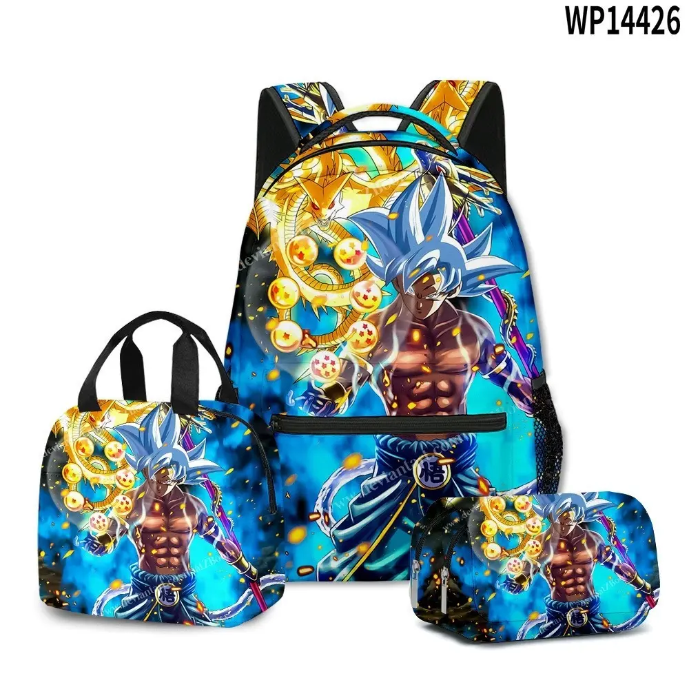 Anime Inspired 3PCS Backpack Set, Graphic Print School Backpack with Lunch Bag & Pencil Case, Large Capacity Student Laptop Bookbag, Casual Travel Daypack for Boys Girls Teens