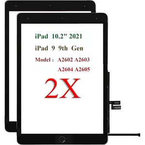 for iPad 9 (9th Generation) A2602 A2603 A2604 A2605 Screen  2 Pack 10.2 Inch Digitizer, for iPad 9th Gen  Screen Digitizer  (2021 Released) with  Button(Black)