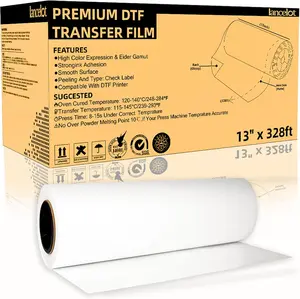 Lancelot Premium DTF Transfer Roll Film 13" x328ft A3+ DTF Roll Film Double-Sided Matte Roll PET Heat Transfer Film for DIY Direct Print on Dark and Light Clothing T Shirt