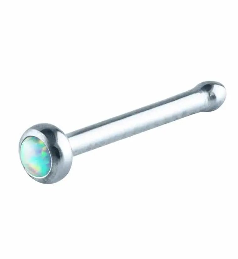 White Opalite Titanium Nosebone White Opalite Titanium Nosebone