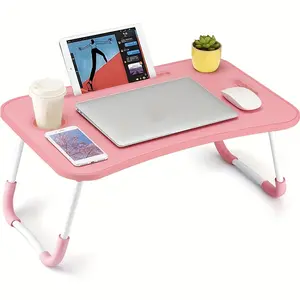 Bedside Laptop Desk with Storage Space, Bedside Table for Laptop and Writing, Bedside Breakfast Tray with Legs, Leg Holder for Adults, laptop Desk, Laptop Stand, with Cup Holder Bedside TV Tr