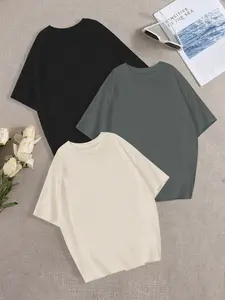 Breathable Lightweight Casual Style T-Shirt for Women, Loose Fit Round Neck Design, Daily Wear Fashion Comfort Top, Three Pack Set
