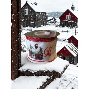2.5" Wire Edge Ribbon – Merry Christmas Chicken Ribbon 2.5" X 10 yards