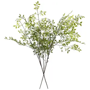 43” Artificial Nandina Stems – 2 Pack | Green Decorative Faux Branches for Tall Vase, Wedding, Office & Home Floor Decor