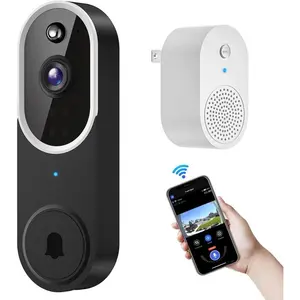 1080p Wireless Video Doorbell Camera, Chime Ringer Included, Live View, 2-Way Audio, AI Human Detection, Night Vision, Cloud Storage, Battery Powered, Home Security (White)