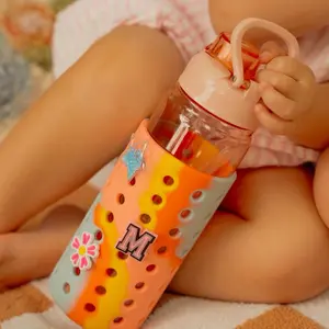 Pink 24oz Water Bottle with Rainbow Sleeve Reusable Tumbler Bottled Washable