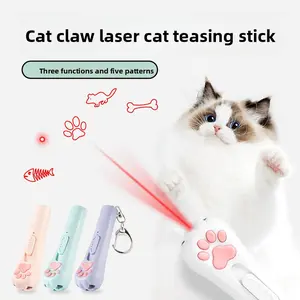USB Charging Multifunctional Laser Cat Teasing Keychain with 3 Functions and 5 Patterns for Interactive Play C1003