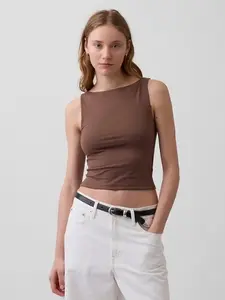 GAP CloseKnit Jersey Boatneck Crop Tank Top