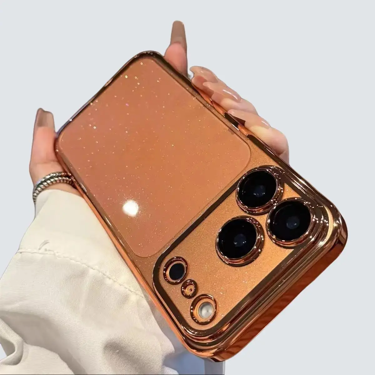 Premium Galaxy Glitter Silicone Custom Hard Phone Case with Lens Protector - Full-Cover Protective Case for iPhone 17 Pro Max, 16 Pro Max, 15, 14, 13 - Stylish Smartphone Tech Accessory, Accessories