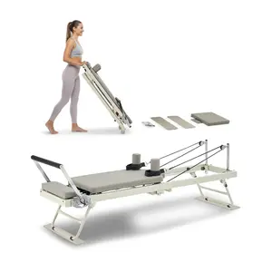 VEVOR Foldable Pilates Reformer, Pilates Workout Machine for Home Gym Studio Use, Pilates Bed with Dual Resistance- Spring Cord, Reformer Set for Advanced Users and Beginners, Up to 400 LBS