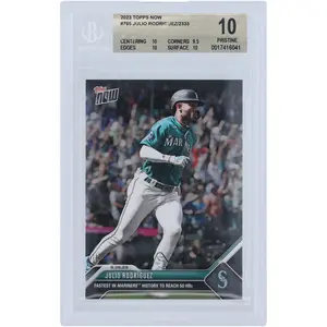Julio Rodriguez Seattle Mariners 2023 Topps Now Fastest in Mariners History to Reach 50 HRs #765 BGS Authenticated 10 Card - 10,9.5,10,10 Subgrades