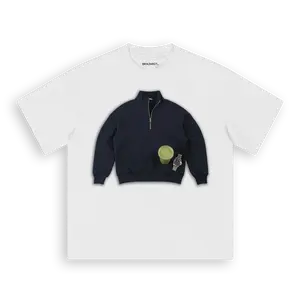 Quarter Zip & Matcha Classic Tee - 100% Cotton, Ribbed Collar, Twill Tape, Double-Needle Stitching, Medium-Weight, Comfortable Fit