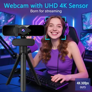 4K Ultra HD USB Webcam with Microphone, Privacy Cover And Stand - USB Camera for Video Chat, Classroom, Gaming And Streaming, Plug And Play, Meeting Camera, Clip-On Webcam, Compatible with Laptops And Desktops