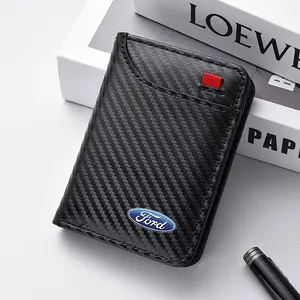Carbon Fiber Wallet Car Driver License Case, Credit Card Holder for Ford Focus Mk2 Mk3 Fiesta Fusion Ranger Mondeo S-Max Kuga