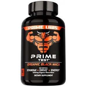Prime Labs Organic Black Maca Root Capsules 1,200mg - Stamina, Drive, Energy, Vitality - Peruvian 20:1 Extract - for Men & Women - 60 Count