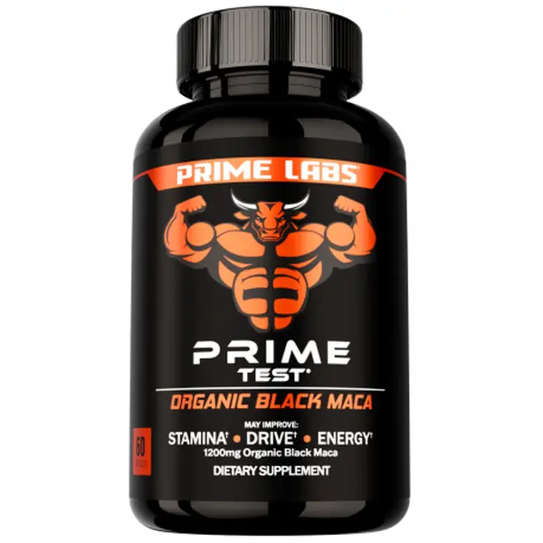 Prime Labs Organic Black Maca Root Capsules 1,200mg - Stamina, Drive, Energy, Vitality - Peruvian 20:1 Extract - for Men & Women - 60 Count