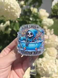 Live, Laugh, Toaster Bath Badge Reel