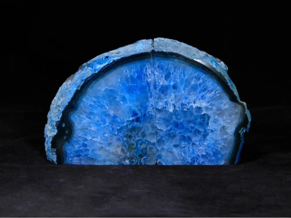 Medium Dyed Agate Bookend Blue Natural Crystal Statue