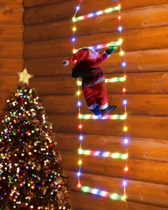 LED Christmas Light - Christmas Decorative Ladder Lights with Santa Claus, Christmas Decorations Lights for Indoor Outdoor, Window, Garden, Home, Wall, Xmas Tree Decor (2.5FT, Multicolor)