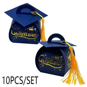 10pcs/set Gift Boxes Shaped Like Graduation Caps, Perfect for Decorating And Celebrating The Class of 2026, Complete with Tassels for Party Favors, Graduation Gifts, Graduation Gift Wrapping, Beautiful Gift Box