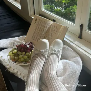 Belovely Women's Elegant Coquette Ballet Pumps with Bowknots - Low Chunky Block Heels, Square Toe, Comfortable & Stylish Footwear for All Occasions