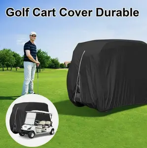 Waterproof Golf Cart Cover 4 Passenger EZ GO Club Car Yamaha 112" Oxford Polyester Durable All-Weather Protection with Zipper Access & Elastic Hem