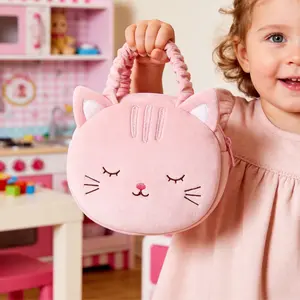 Gloveleya Cat Plush Handbag for Girls, Soft Easter Gift Bag for Toddlers, Perfect Easter Egg Hunt Purse & Birthday Surprise, Cute Preschool Travel & Party Outfit Accessory