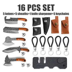 16 Pieces Mini Pocket Knife Set with Sheath, Unboxing Cutter for Mail, Parcel, Camping and Everyday Carry