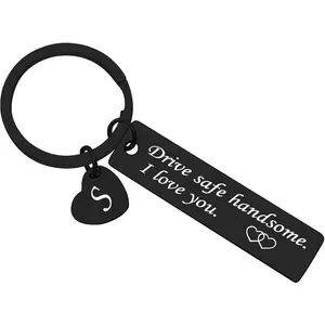 Drive Safe Keychain for Him Boyfriend Husband 26 Letter Keychain Gift for Men Dad Son Brother Christmas Birthday