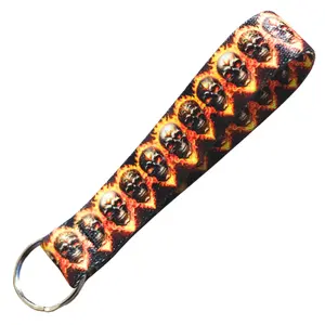 Flaming Skull Keychain Wrist Lanyard  Durable Design for Keys Backpack or Purse  Perfect for Biker Goth & Punk Fashion  Fiery Bag Bling for Everyday Edge