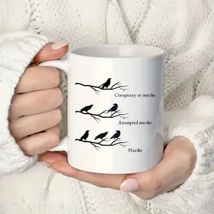 1pc Funny Crow Conspiracy Accessory to Murder Mug - 11oz Ceramic Coffee Cup with Double-Sided Design, Dishwasher Safe Humorous Gift for Crow Lovers, Enthusiasts & Home Decor