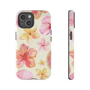 Tropical Floral Phone Case, Island Vibes Case, Summer Bloom Case, Beachy Case, Hibiscus, Citrus, Unique, Creative, Phone Case For iPhone