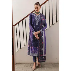 Qalamkar - QW-03 B Vanna Three Piece Jacquard Weaved