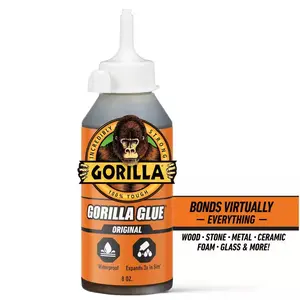 Gorilla 8 oz. Original Glue - Waterproof, Bonds Virtually Everything, Expands 3x in Size, Ideal for Wood, Stone, Metal, Ceramic, Foam, Glass & More