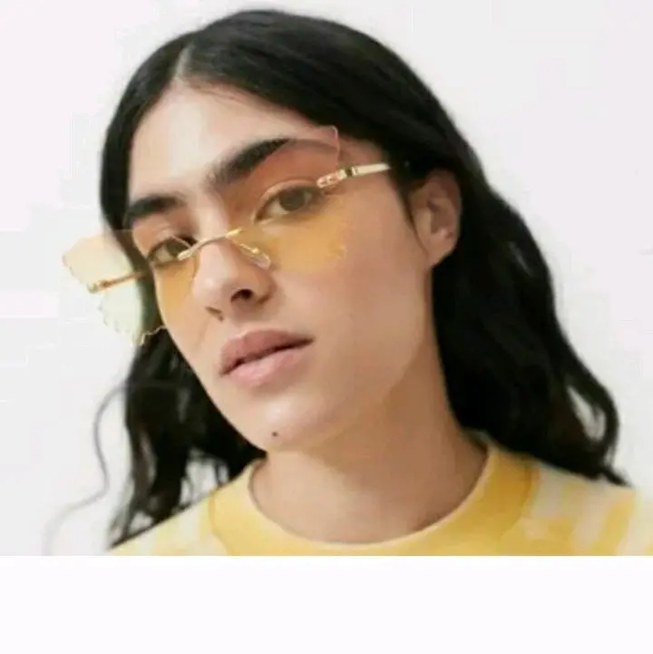 Urban Outfitters Retro Rimless Sunglasses - You Give Me Butterflies Yellow