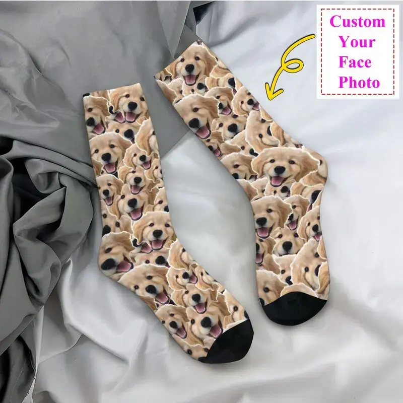 Funny Dog Pet Face Personalized Custom Men's Crew Socks