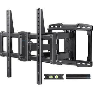 UL Listed Full Motion TV Wall Mount Bracket for Most 37-90 inch TVs, Swivel Tilt Extension Level TV Mount, Max VESA 600x400mm, Holds up to 132lbs & 16" Wood Studs with Hole Drilling Template