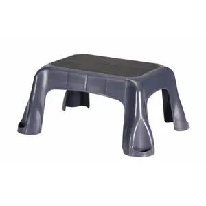 Anti-Slip Plastic Step Stool, 1-Step, Gray