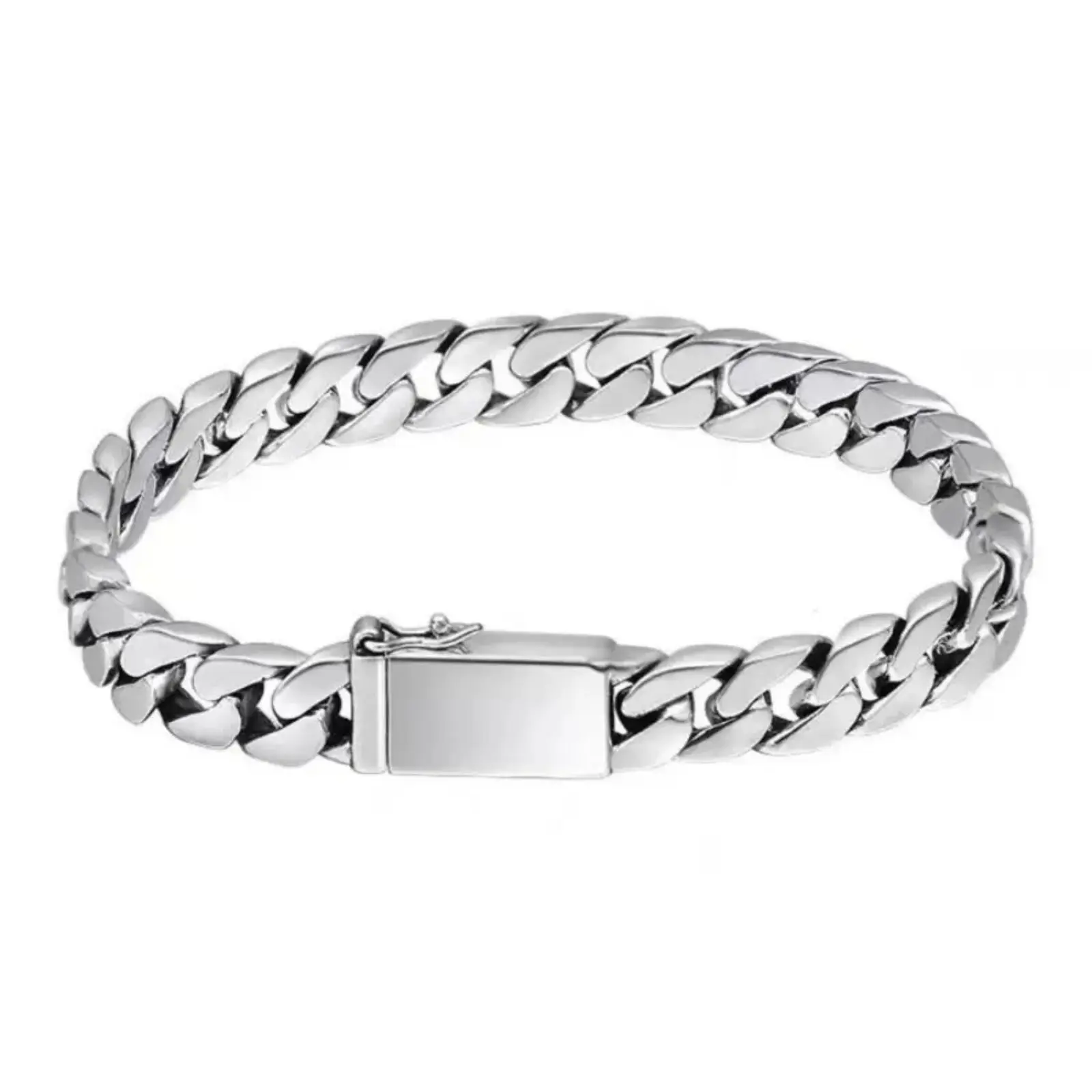 2026 New Trendy S925 Silver-Plated Cuban Chain Bracelet Band, Unisex Vintage-Inspired Elegant Bracelets Jewelry, Classic Design for Sports & Outdoor Use - Ideal Christmas Gift